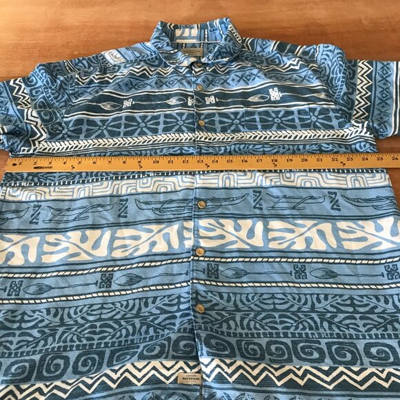 Quicksilver Waterman Collection Comfort Fit Shirt Men XL Blue Geometric Tribal - Picture 7 of 13